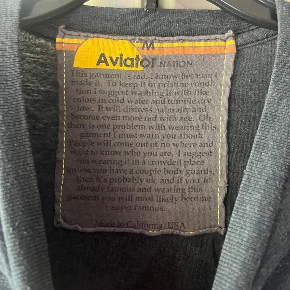 Aviator Nation. Unisex M Surf Naked Tee in Charcoal Gray - Picture 7 of 9